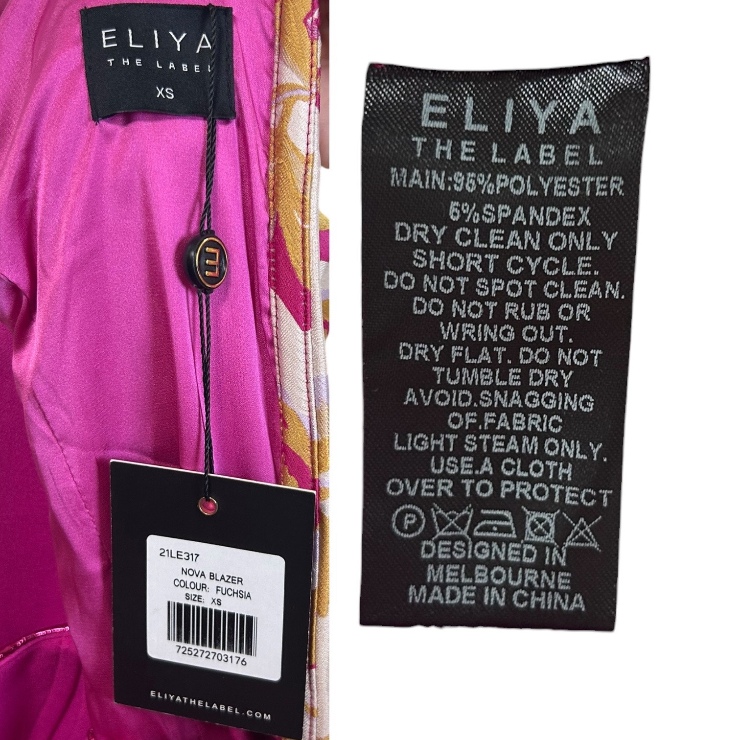 Eliya The Label Nwt 'Nova Blazer' Asymmetrical Jacquard Metallic Bustier Pink Xs — image 4 of 8